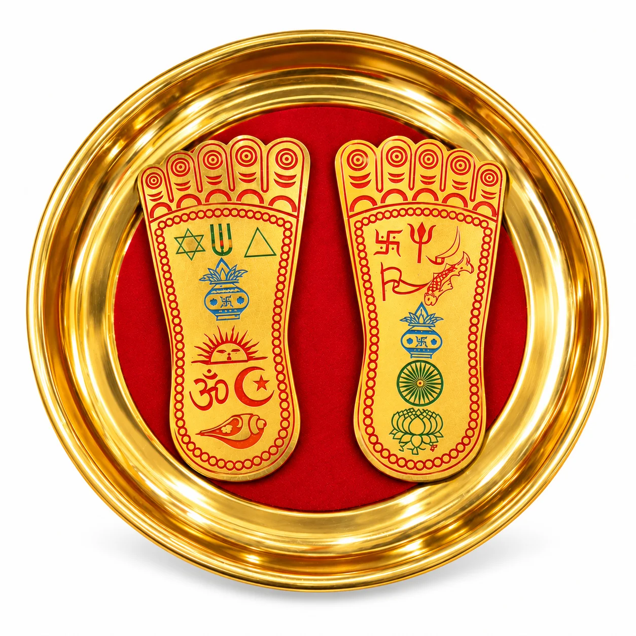 Shraviko Sacred Brass Lakshmi Charan Paduka Footprints